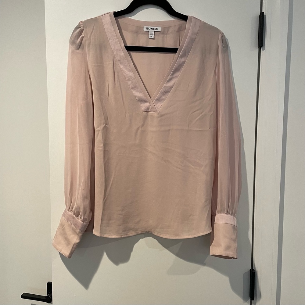 Express Women's Pink V-Neck Blouse